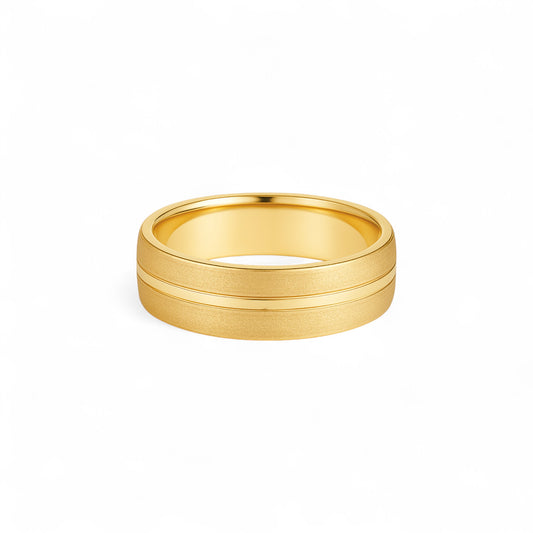6mm Midline Sandblast Band in 18k Gold