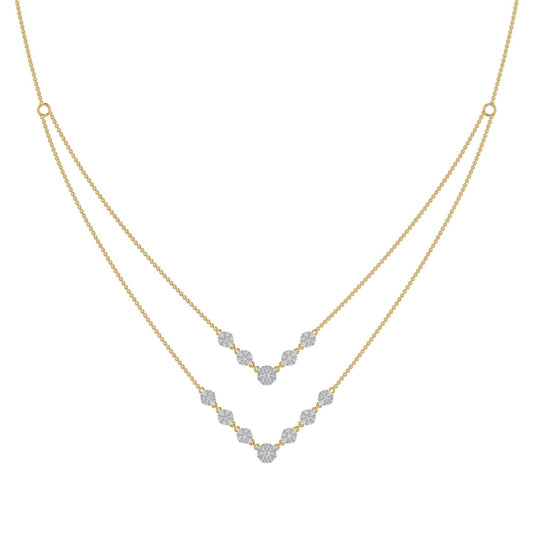 Double Layered Drop Natural Diamond Necklace