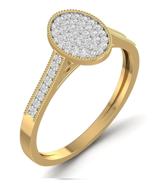 Pearl Oval Cut Diamond Engagement Ring in 18K Gold