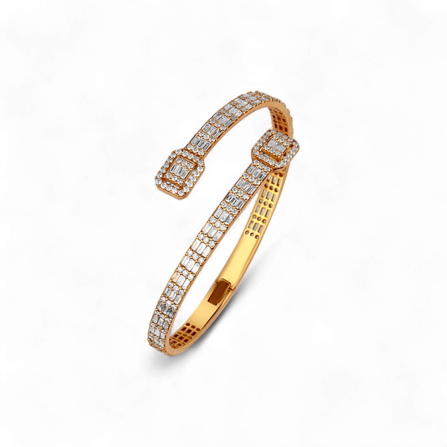 Baguette Bangle Diamond Bracelet in 18KT Gold
