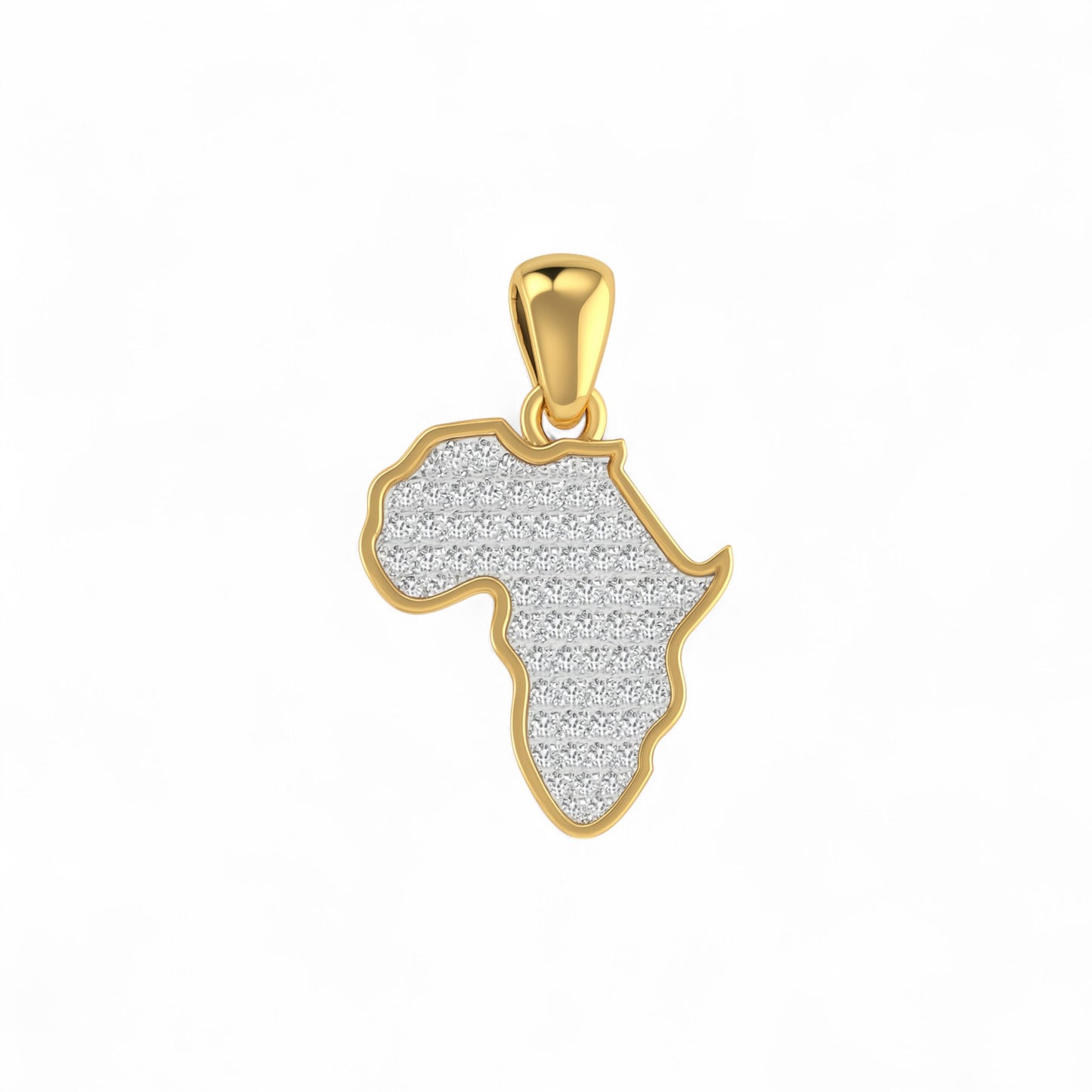 African Heritage Map Diamond Pendant in 18K Gold