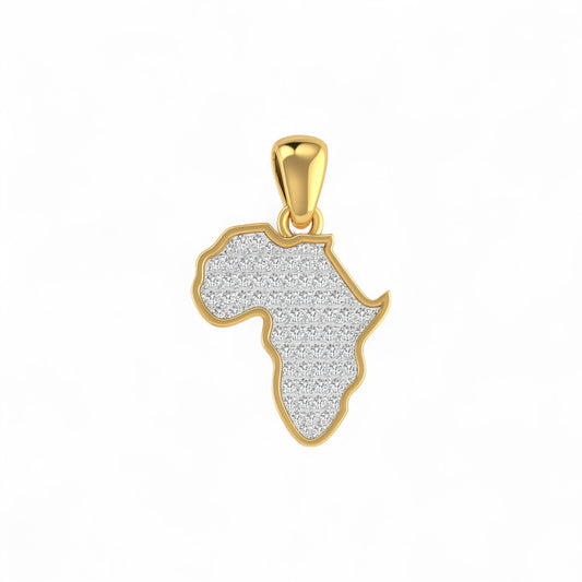 African Heritage Map Diamond Pendant in 18K Gold