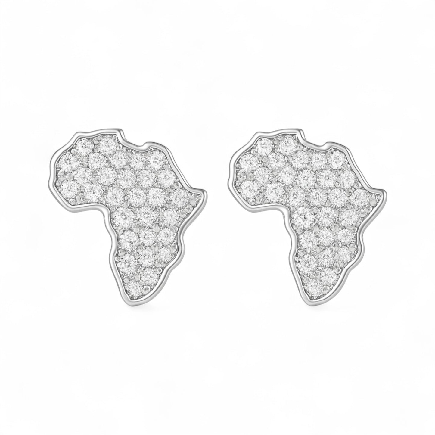 African Heritage Map Natural Diamond Studs in 18K Gold