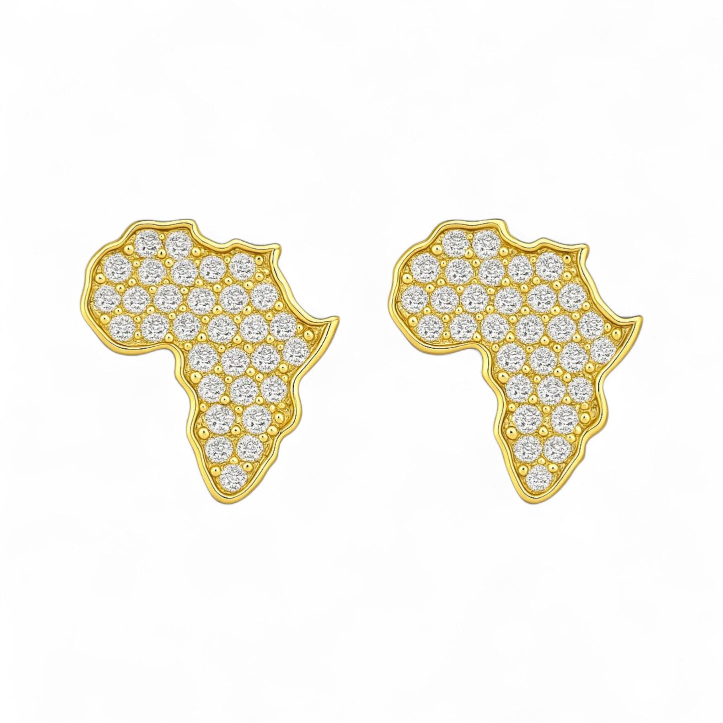 African Heritage Map Natural Diamond Studs in 18K Gold