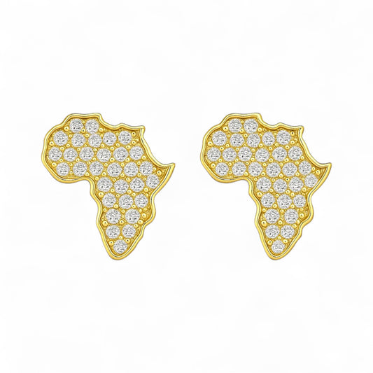 African Heritage Map Natural Diamond Studs in 18K Gold
