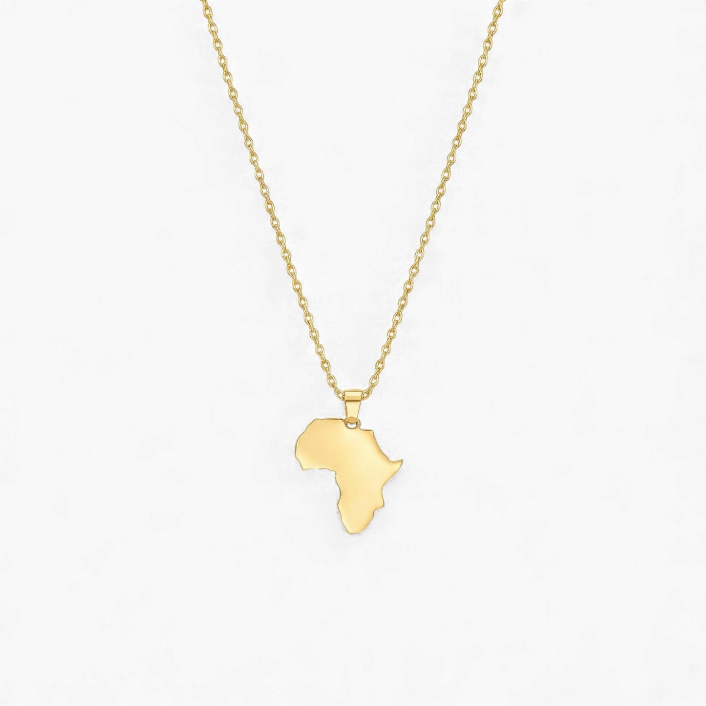 African Map Necklace in 18KT Gold