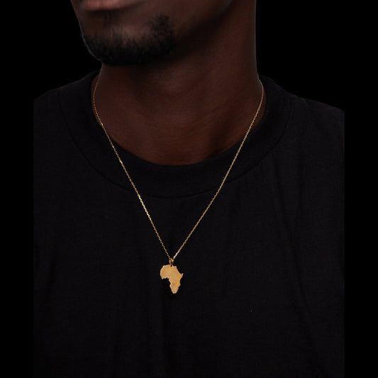 African Map Necklace in 18KT Gold