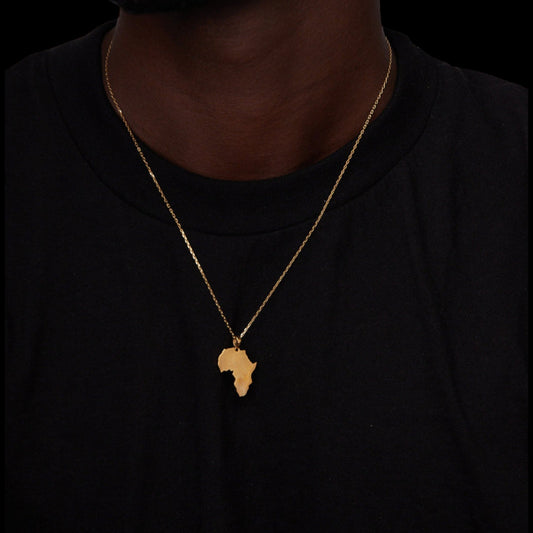 African Map Necklace in 18KT Gold