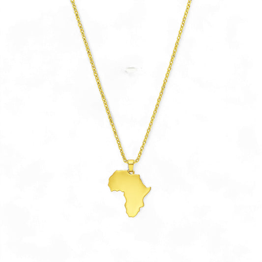 African Map Necklace in 18KT Gold