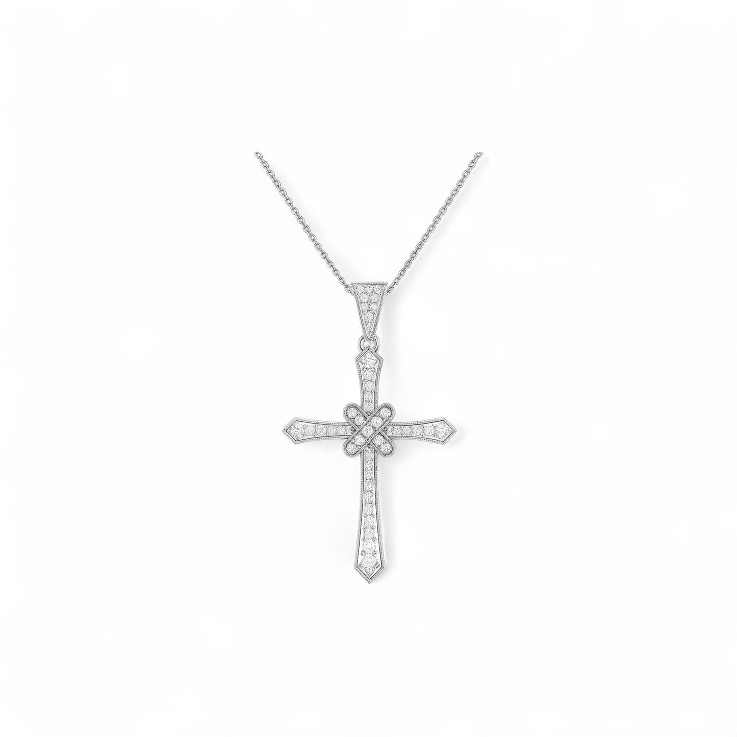 Amari Moissanite Cross Necklace in 925 Sterling Silver