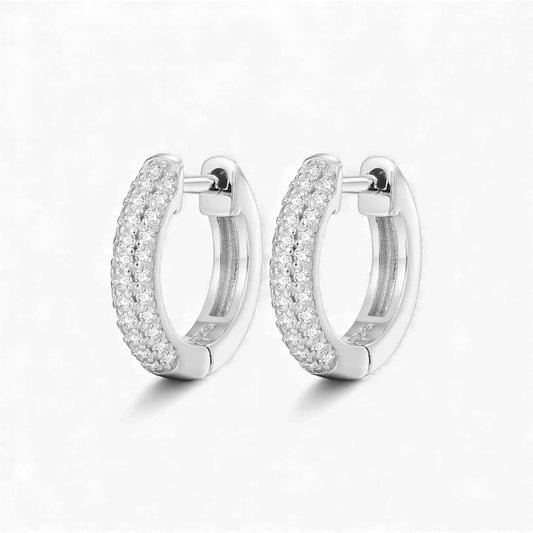 Ari Moissanite Hoop Earrings in 925 sterling silver with brilliant-cut moissanite stones and high-polish finish