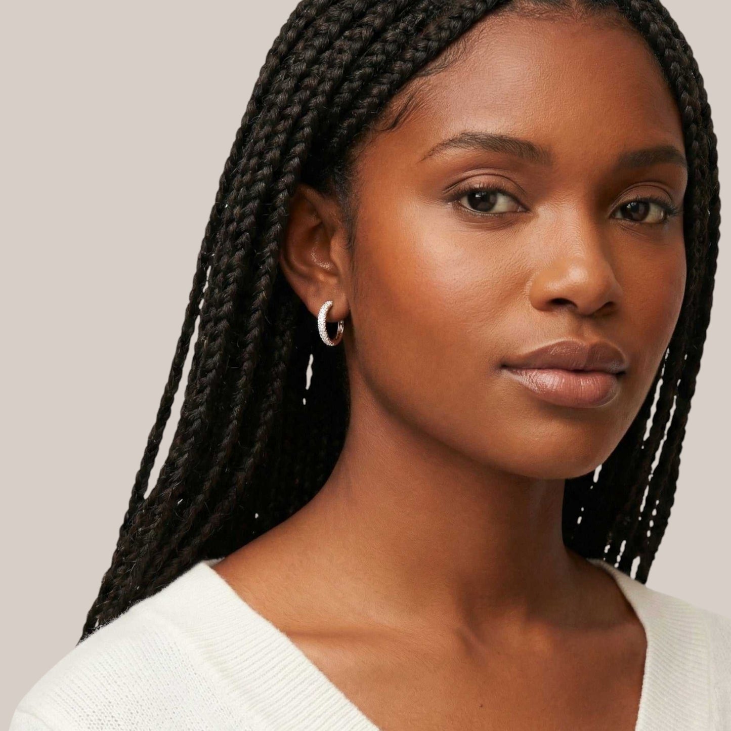 Ari Moissanite Hoop Earrings in 925 Sterling Silver