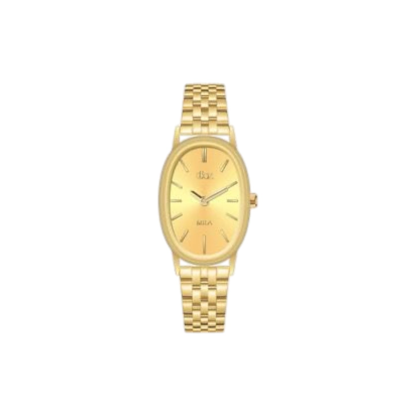 Gold watch with a white background