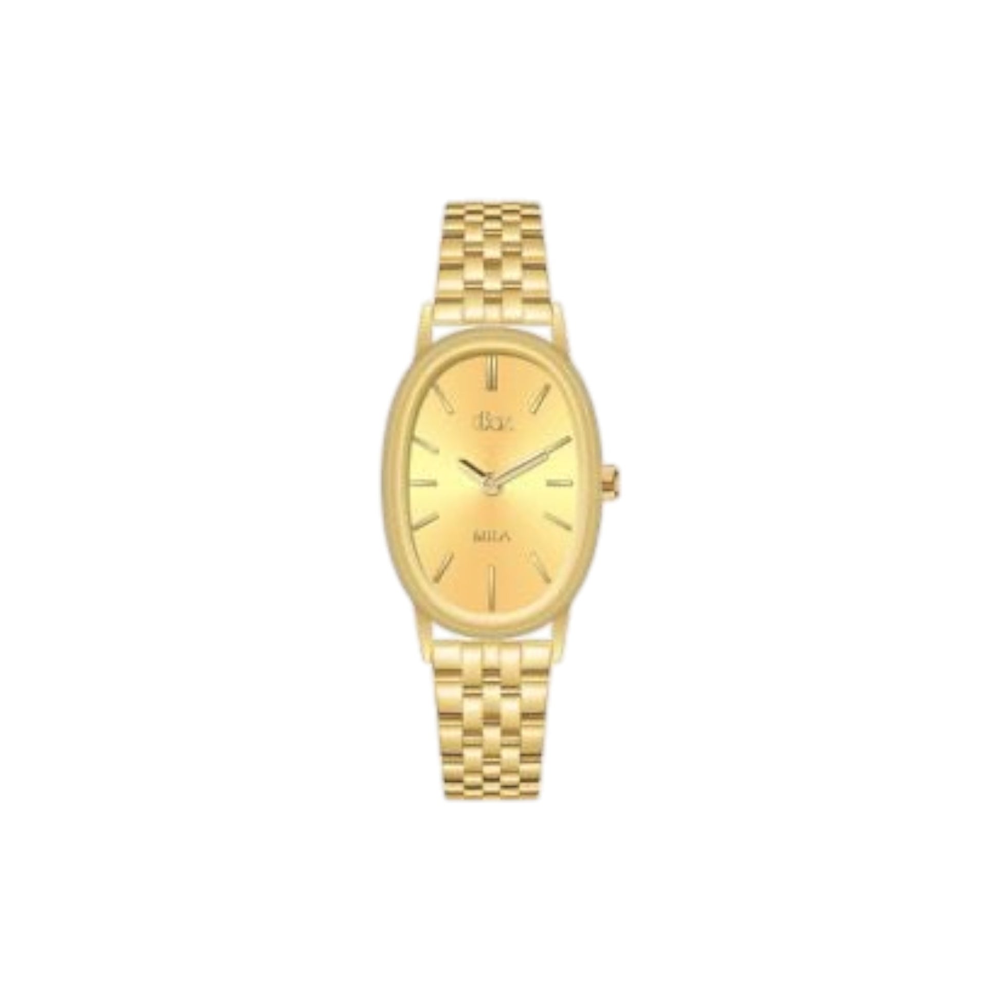 Gold watch with a white background