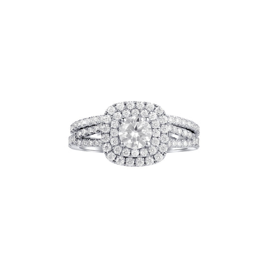 Audre Cushion Cut Moissanite Bridal Set in 925 Sterling Silver