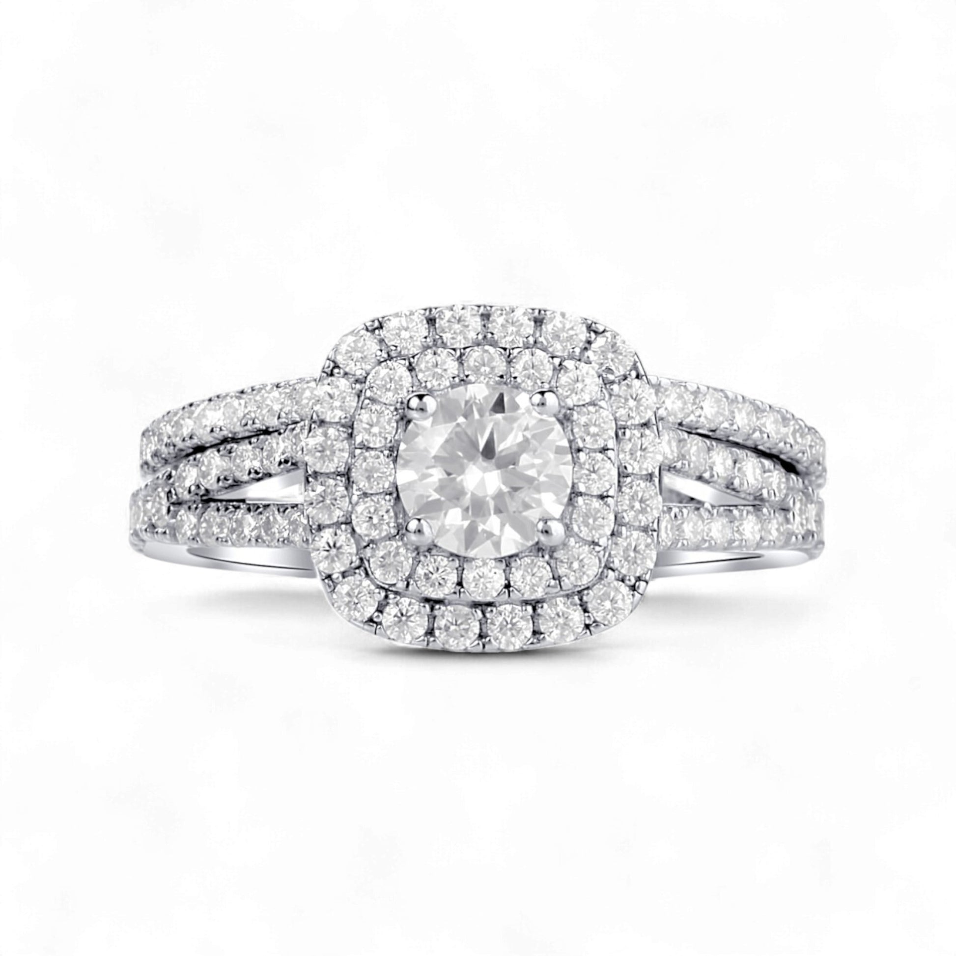 Diamond ring with a white background