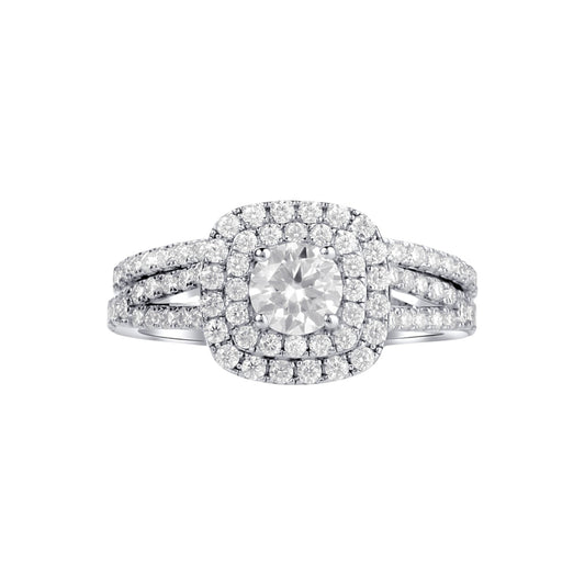 Audre Cushion Cut Moissanite Bridal Set in 925 Sterling Silver