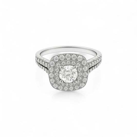 Audre Cushion Cut Moissanite Engagement Ring in 925 Sterling Silver
