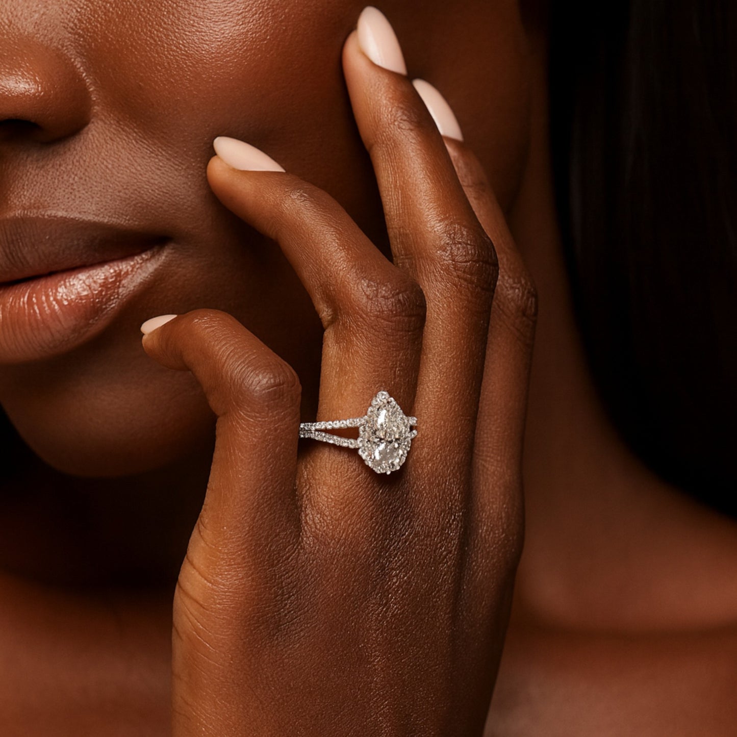 Aurora Pear Cut CZ Engagement Ring in 925 Sterling Silver