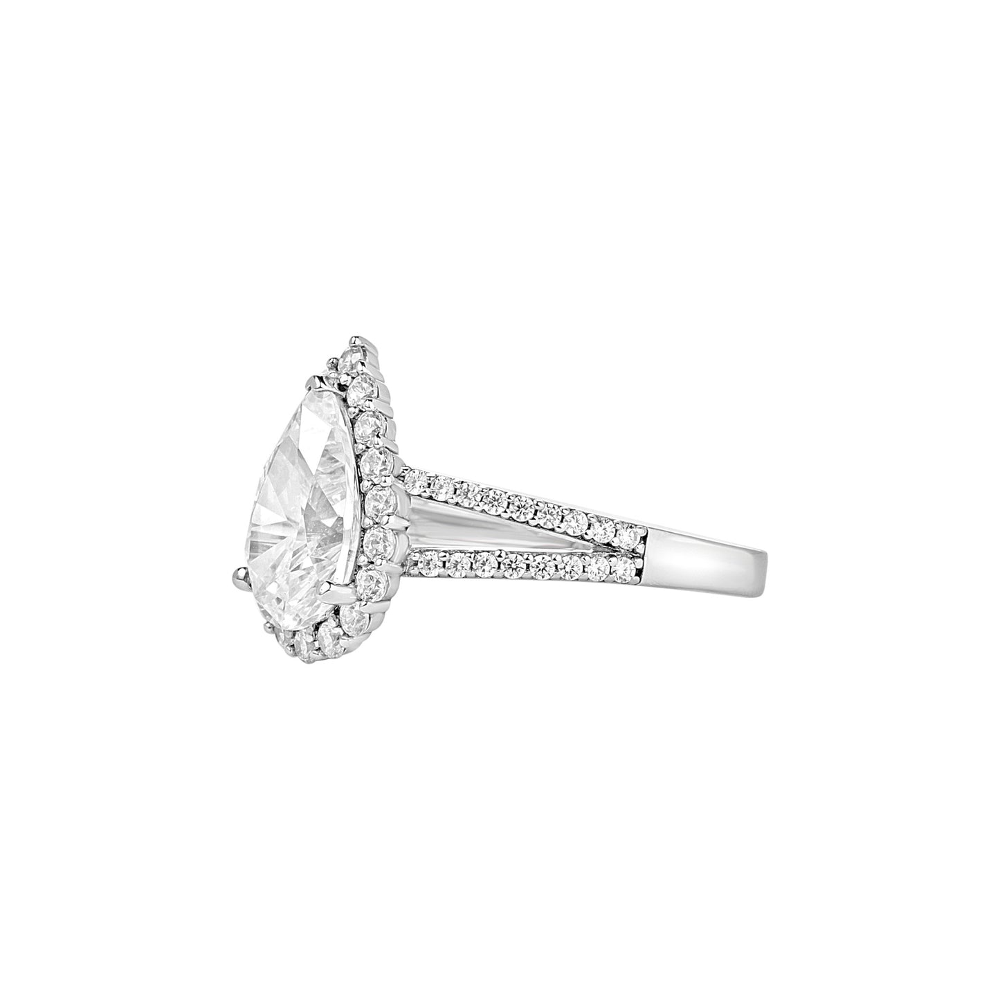 Aurora Pear Cut CZ Engagement Ring in 925 Sterling Silver