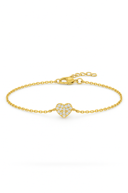 Ava Heart Diamond Bracelet in 18K Gold