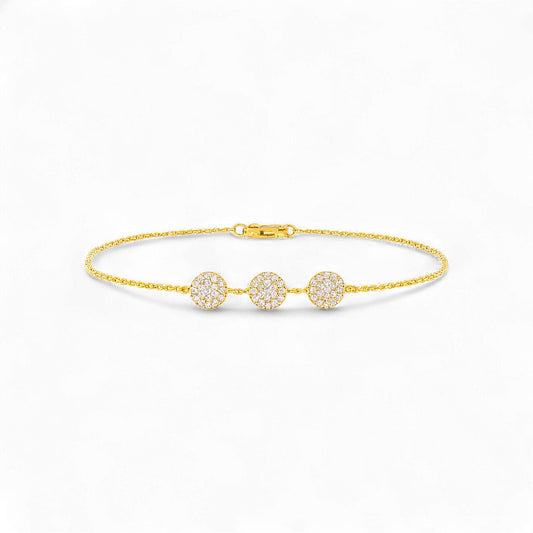 Ava Tri Diamond Bracelet in 18KT Gold