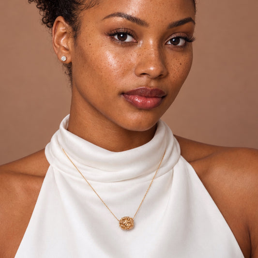 Hearts & Barrel Natural Diamond Necklace in 18KT Gold