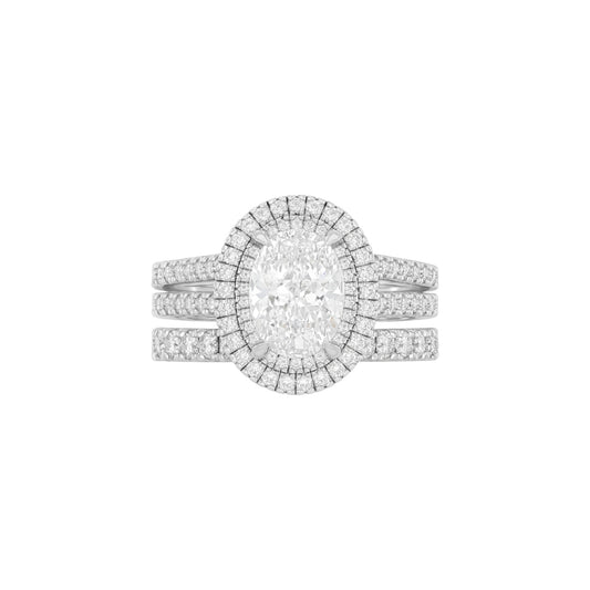 Lovely Oval Lab Grown Diamond Bride Set in Platinum