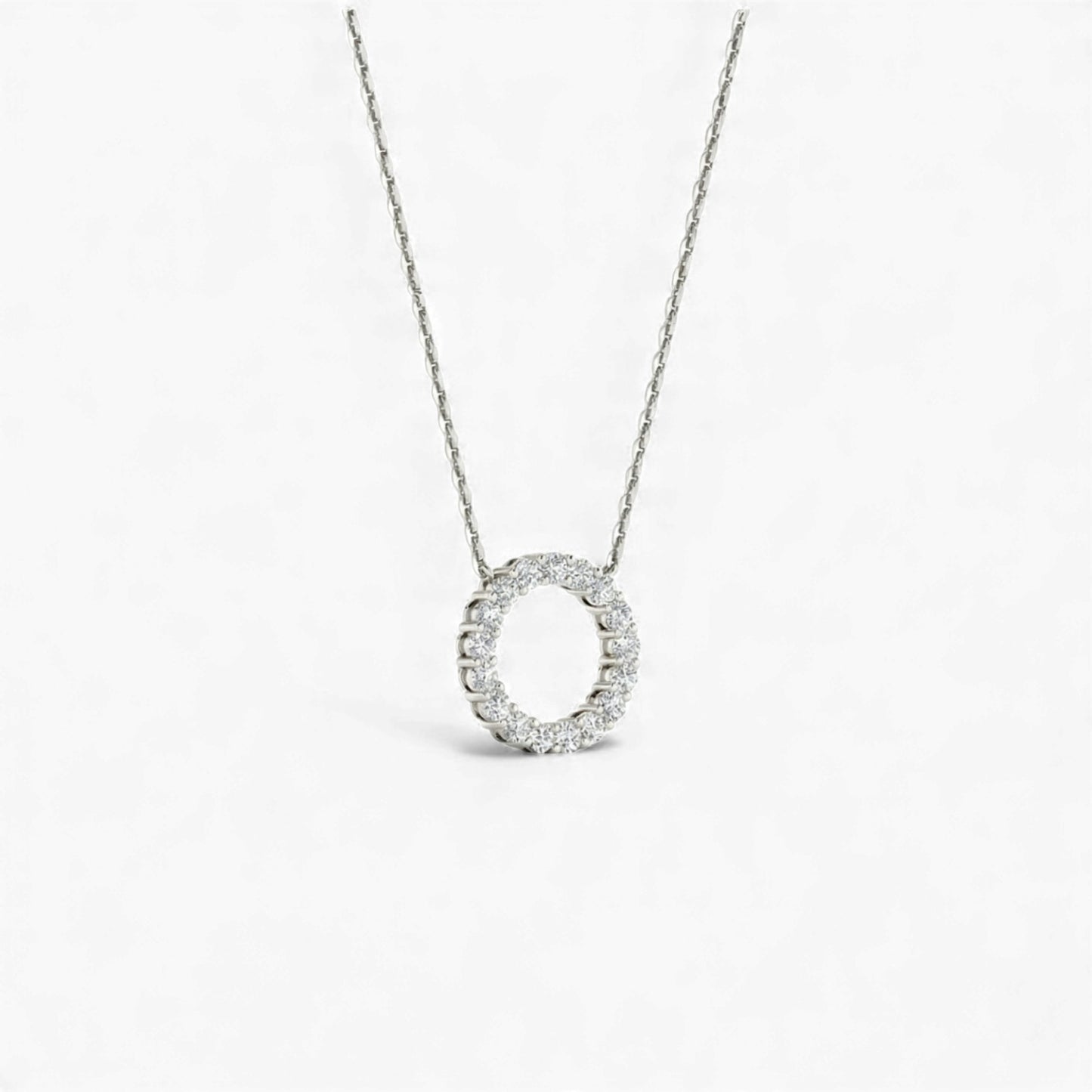 3MM Pave Eternity Moissanite Necklace in 925 Sterling Silver