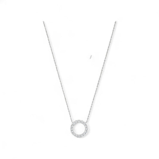 3MM Pave Eternity Moissanite Necklace in 925 Sterling Silver