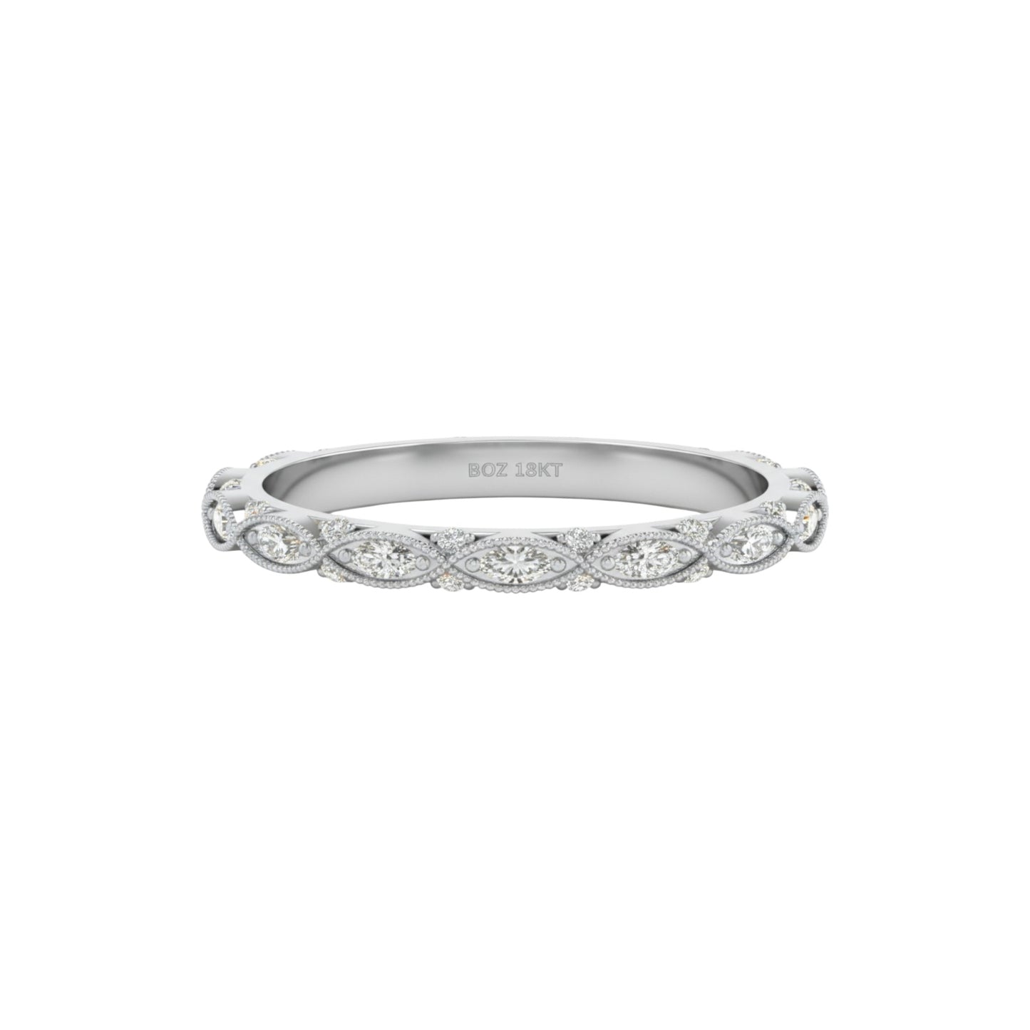 Hazel Moissanite Band in 925 Sterling Silver