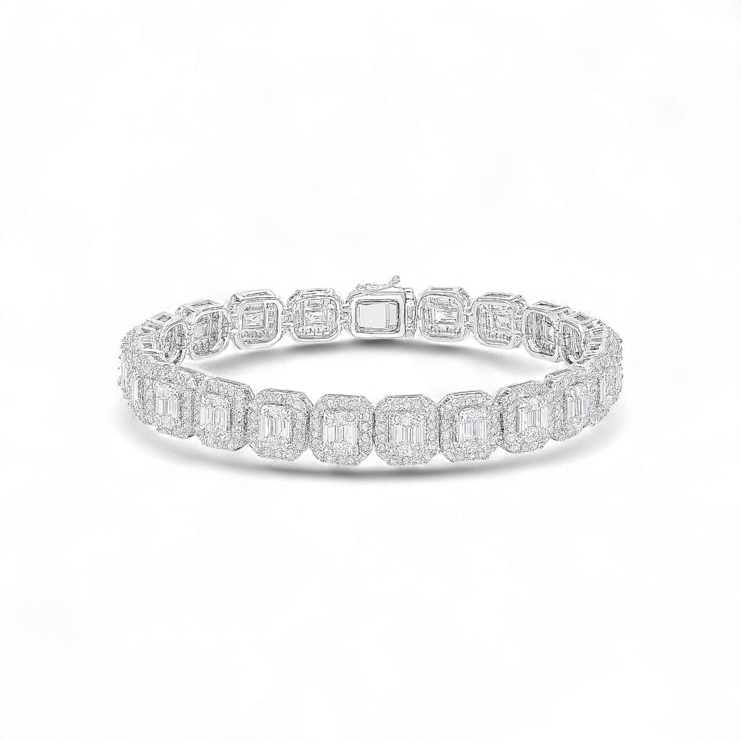Baguette Moissanite Tennis Bracelet in 925 Sterling Silver