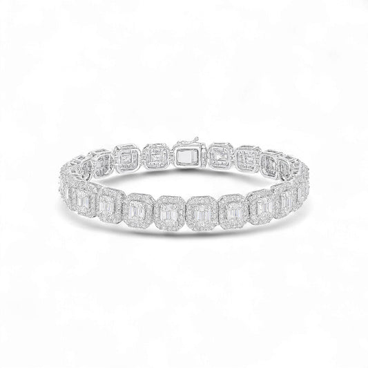 Baguette Moissanite Tennis Bracelet in 925 Sterling Silver