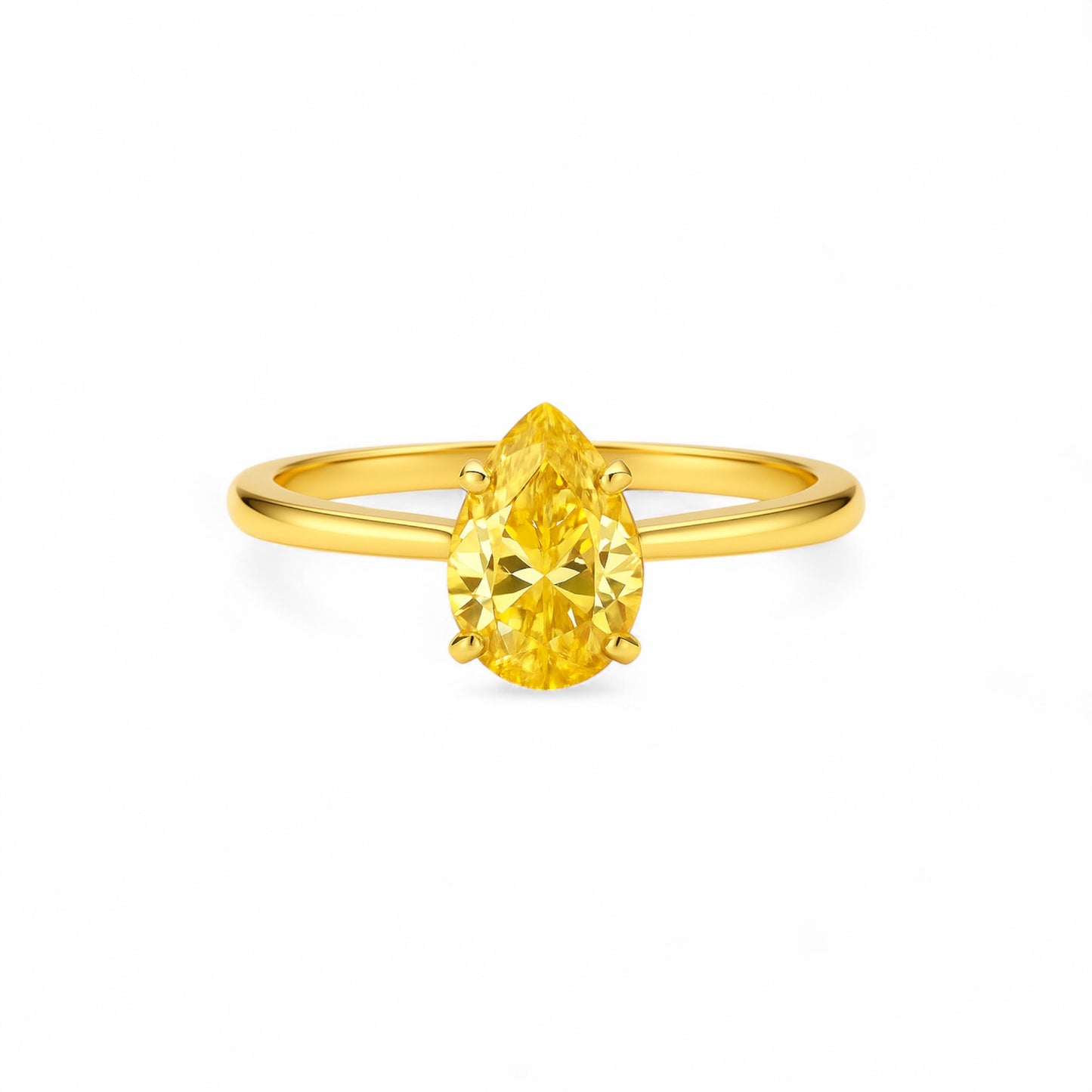 Beth Pear Cut Moissanite Gemstone and Natural Diamond Ring in 18K Gold