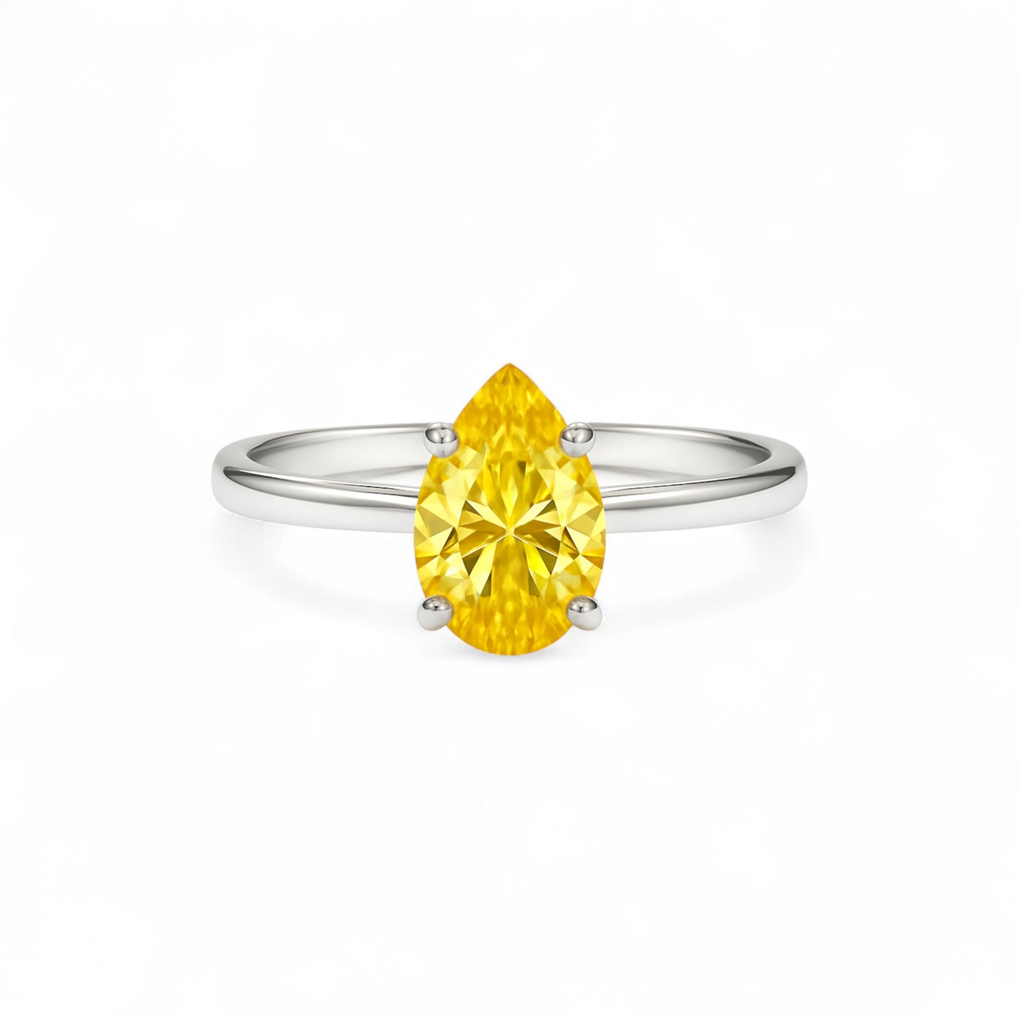 Beth Pear Cut Moissanite Gemstone and Natural Diamond Ring in 18K Gold