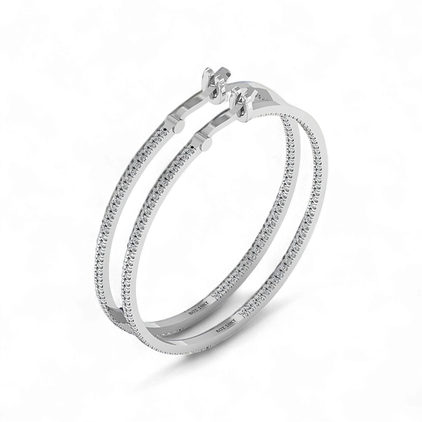 Danity Diamond Hoop Earrings in 18K Gold