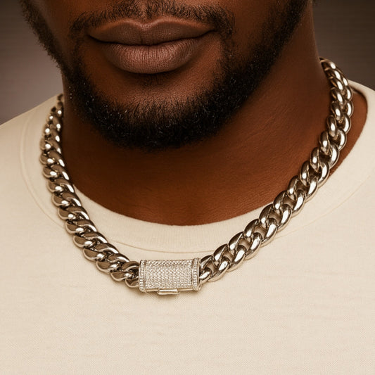 Cuban Moissanite Necklace in 925 Sterling Silver