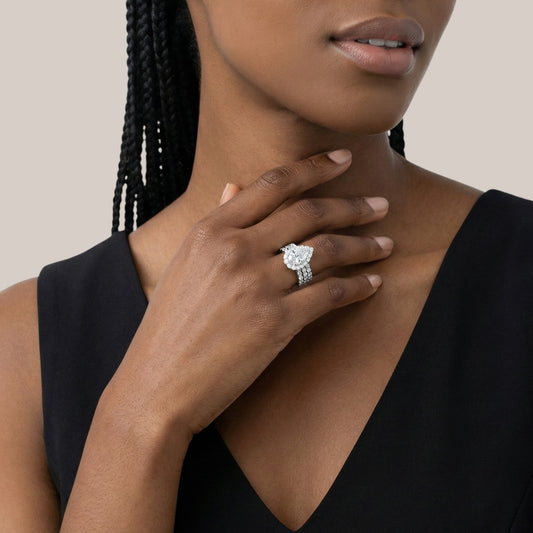 Luna Pear Cut Moissanite Bride Set in 925 Sterling Silver