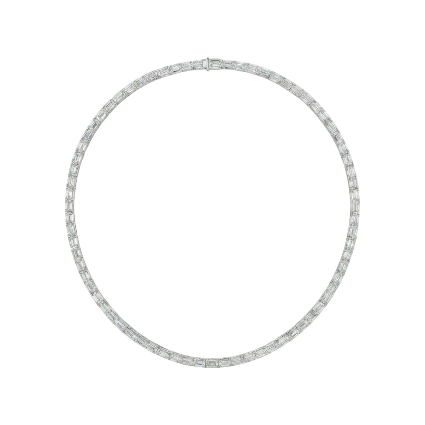 9.8CT baguette cut tennis necklace with natural diamonds in 18KT gold, 20-inch chain length