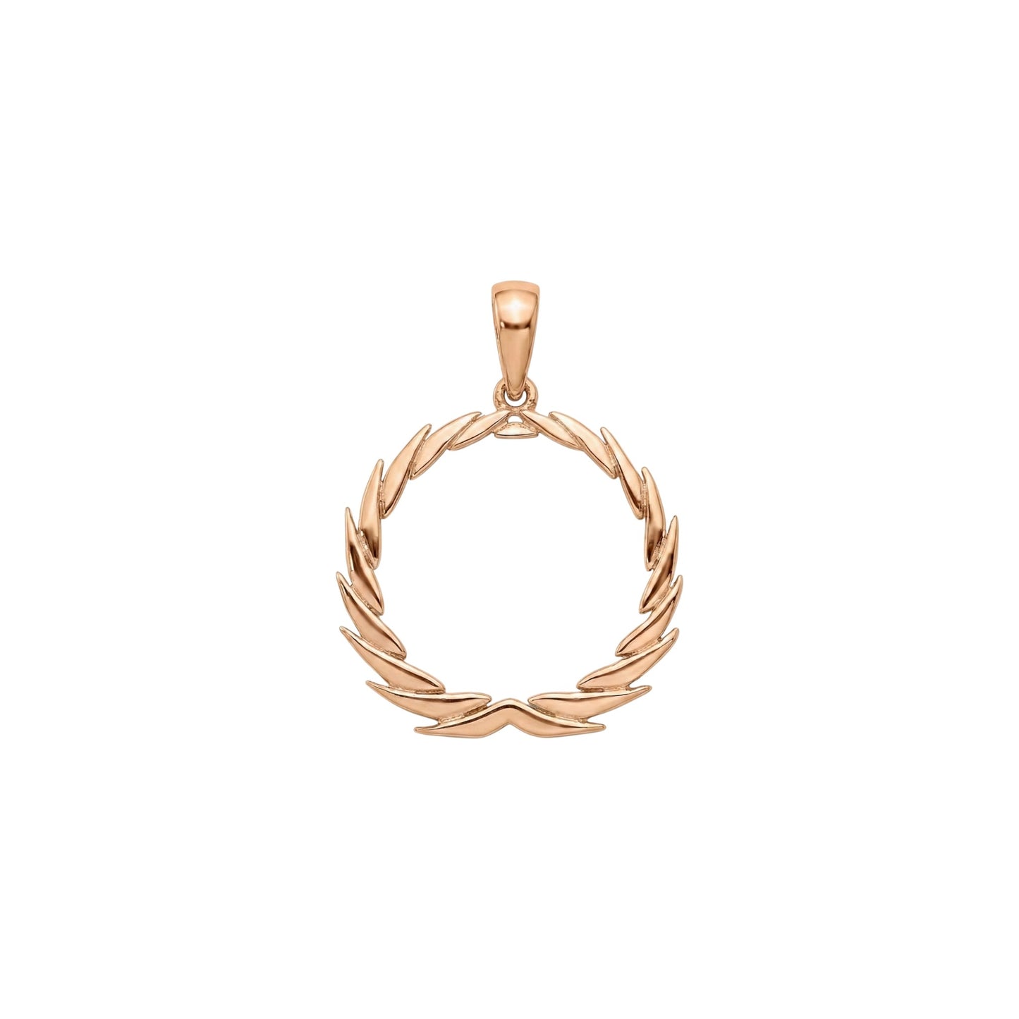 Rose gold wreath pendant on a white background