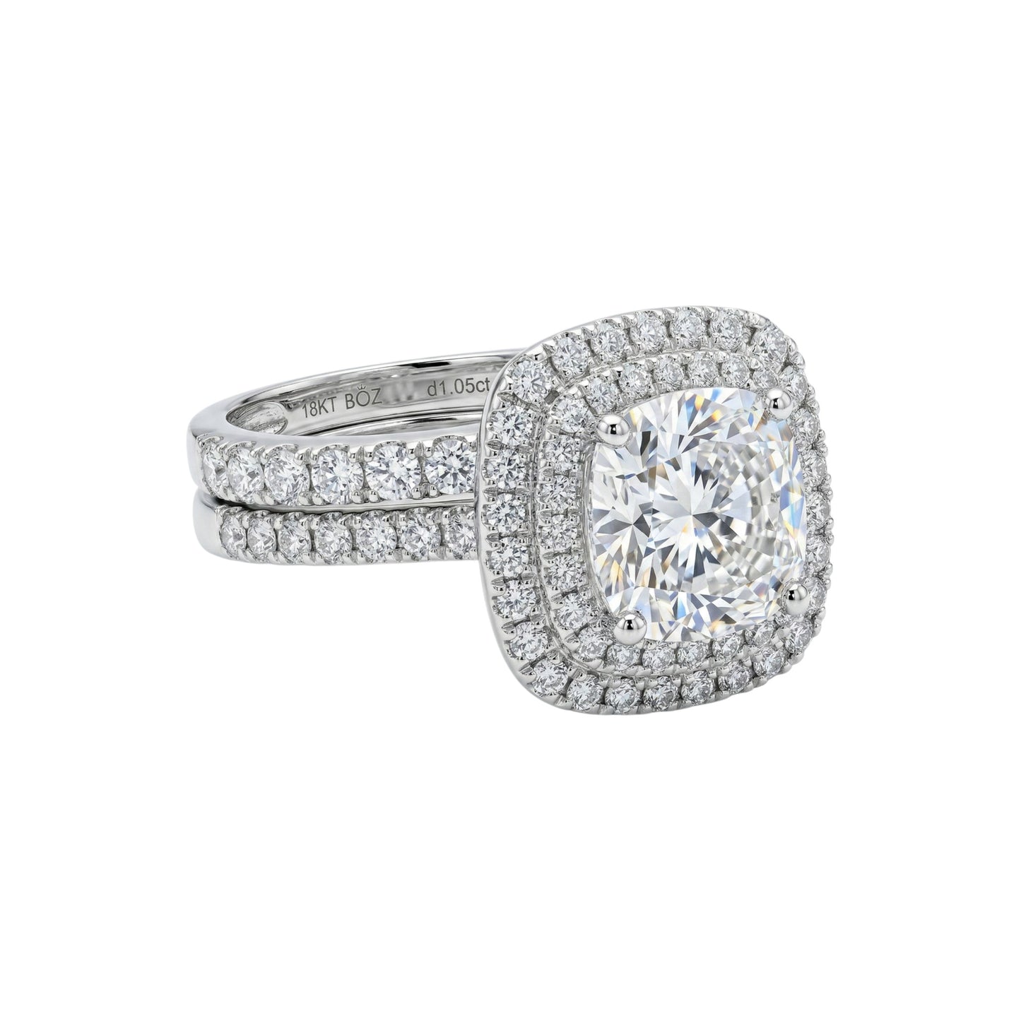 Chris Cushion Cut Diamond Bride Set in 18KT Gold