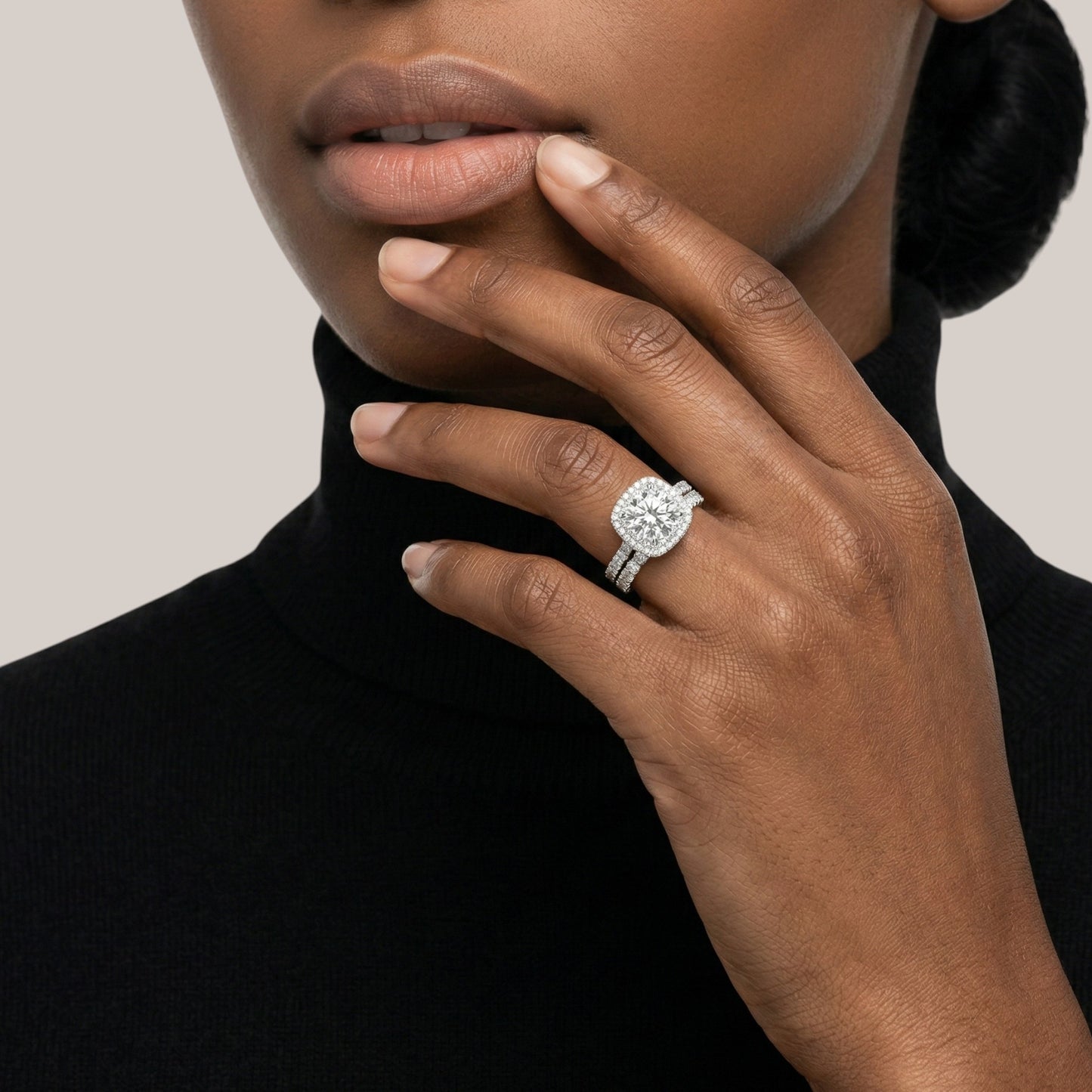 Chris Cushion Cut Diamond Bride Set in 18KT Gold