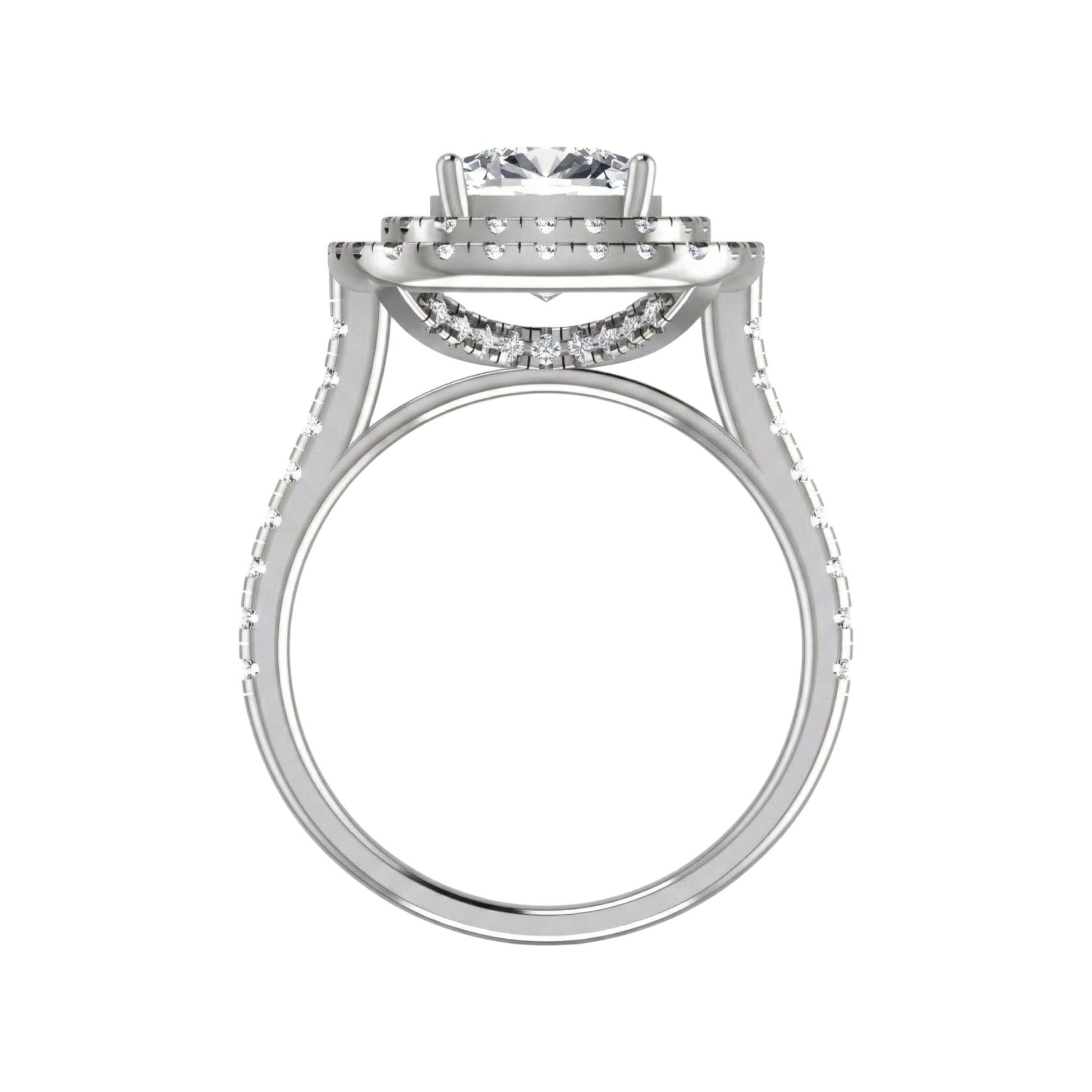 Silver ring with a diamond on a white background
