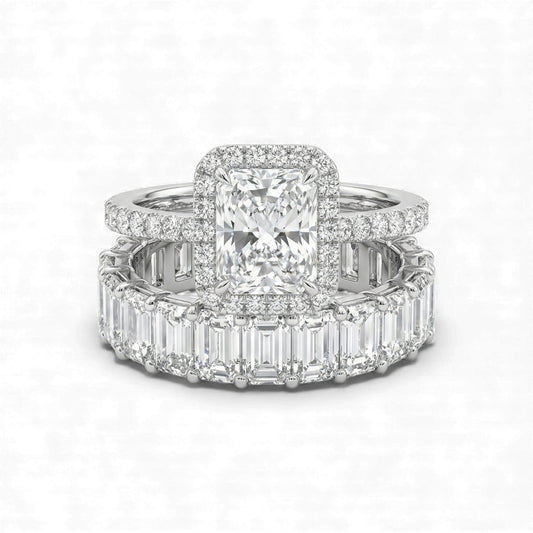 Two diamond rings with a white background