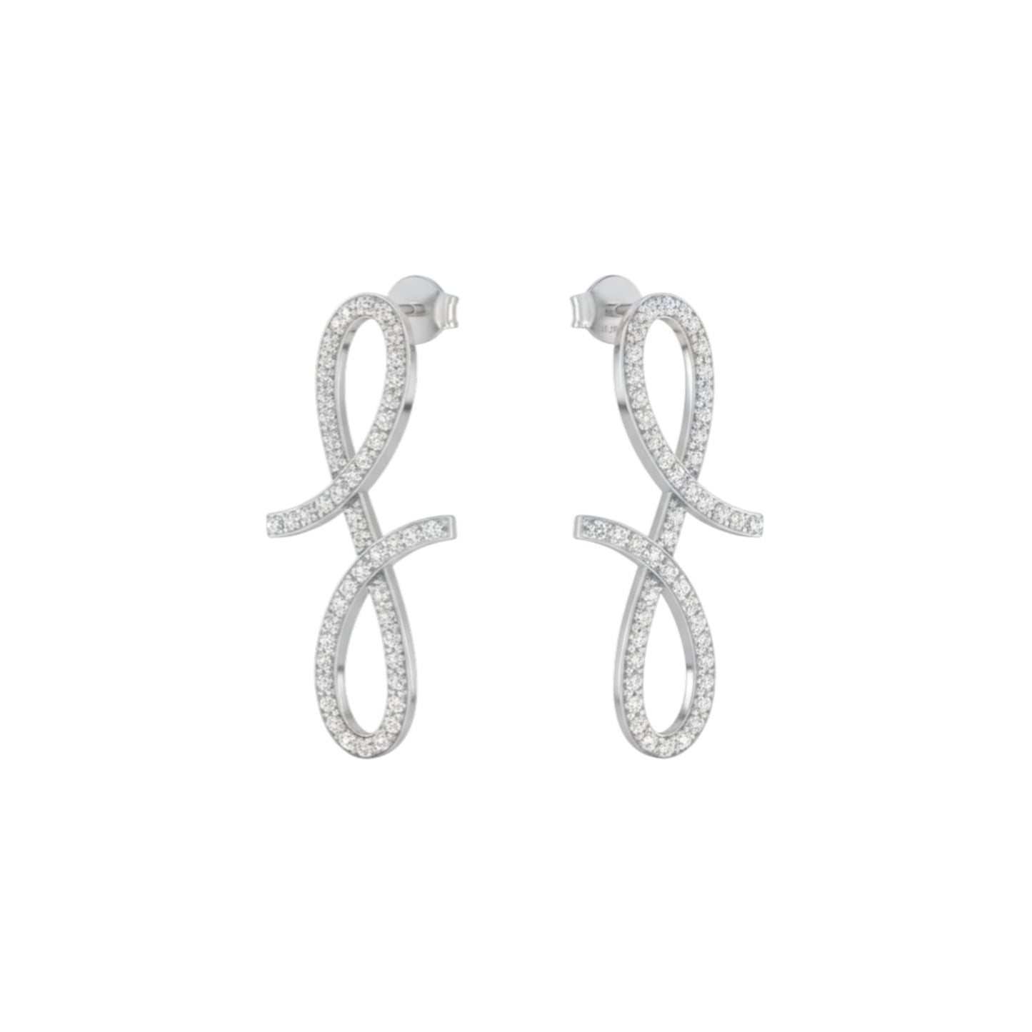 Pair of silver earrings on a white background