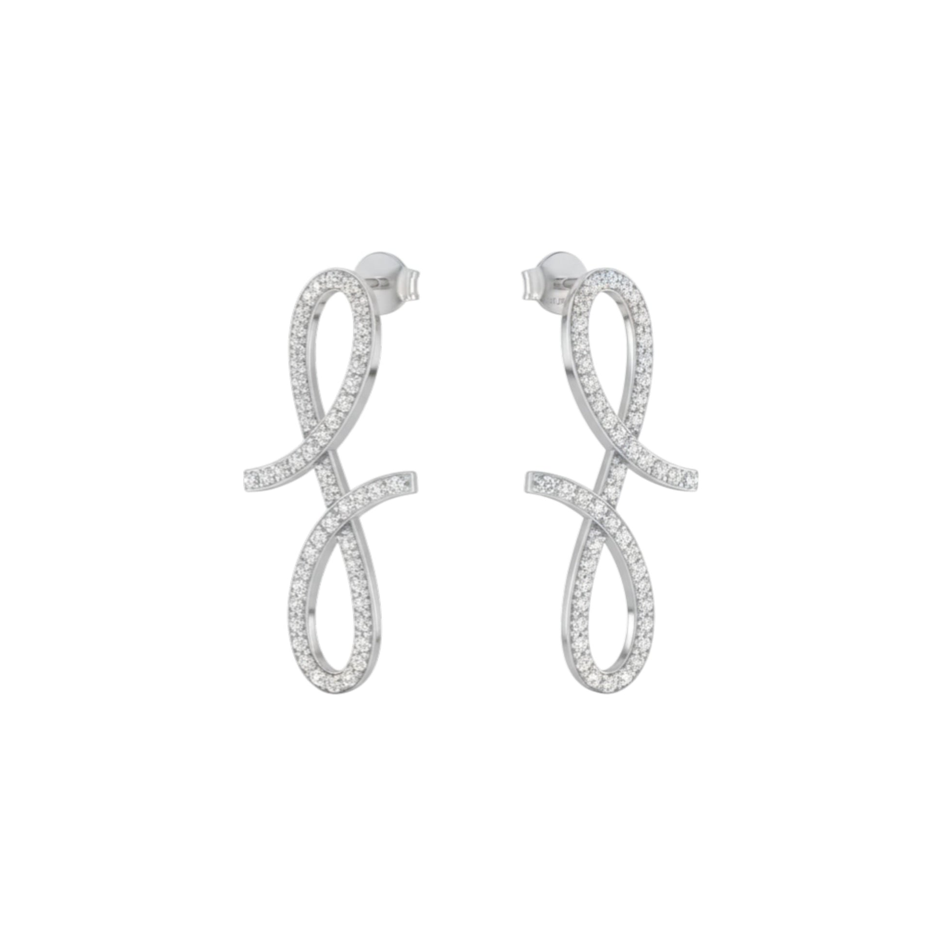 Pair of silver earrings on a white background