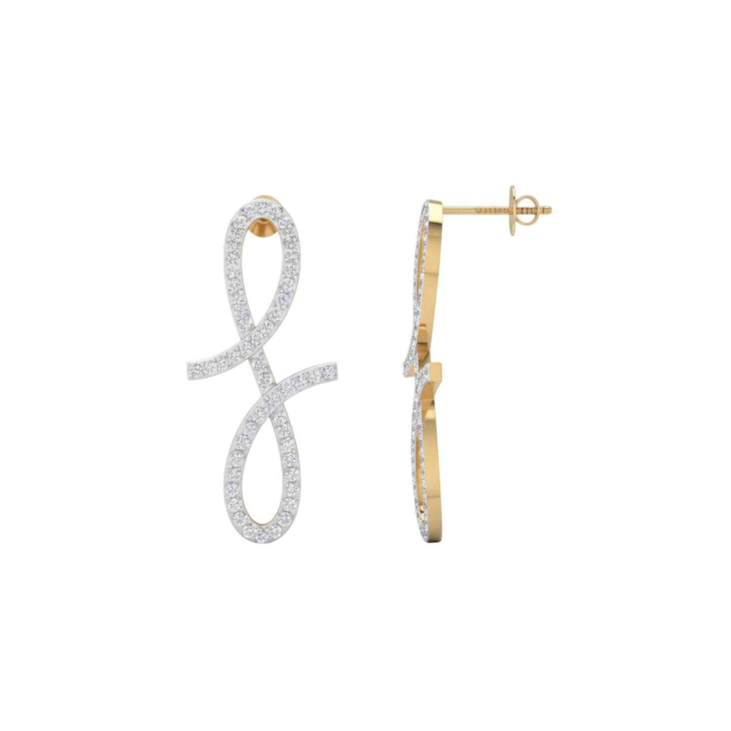 Gold and silver earrings on a white background