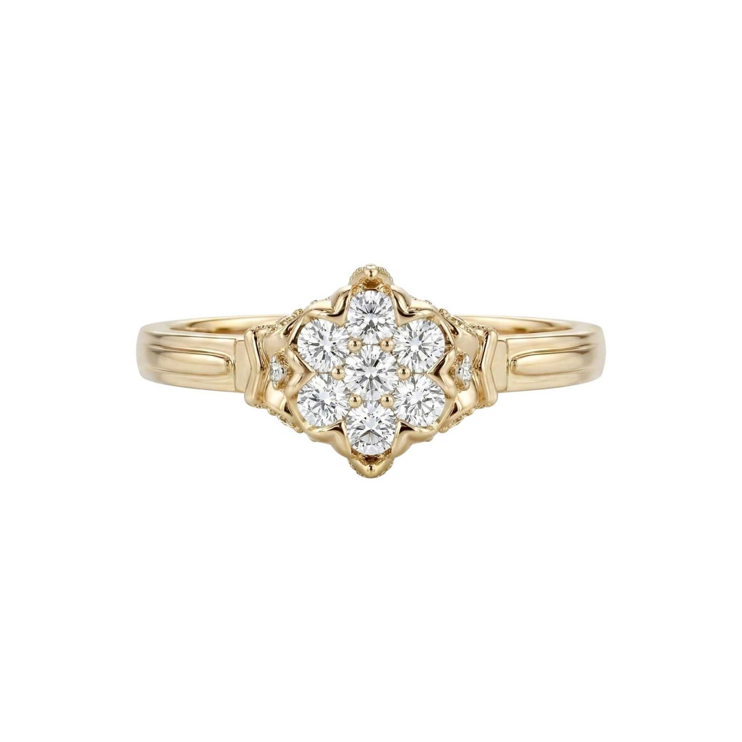 Queeneth Diamond Engagement Ring with 0.91ct natural round-cut diamonds set in 18KT gold band