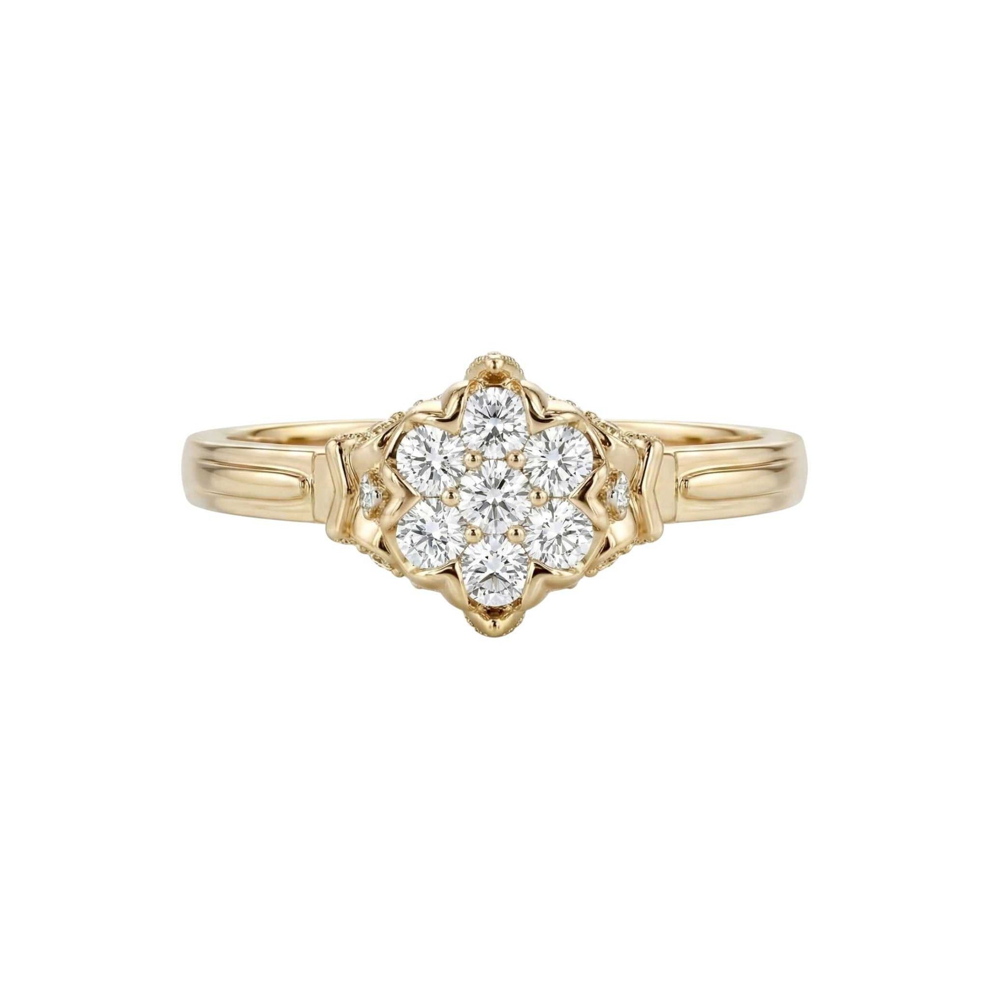 Queeneth Diamond Engagement Ring with 0.91ct natural round-cut diamonds set in 18KT gold band