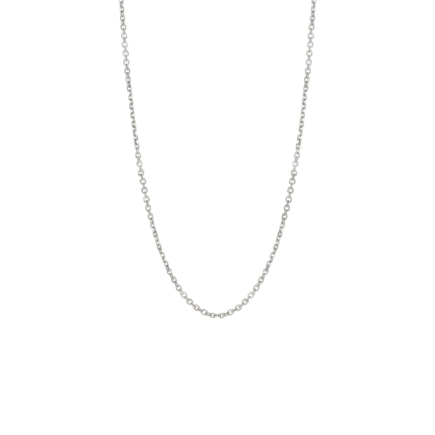 Silver chain necklace on a white background